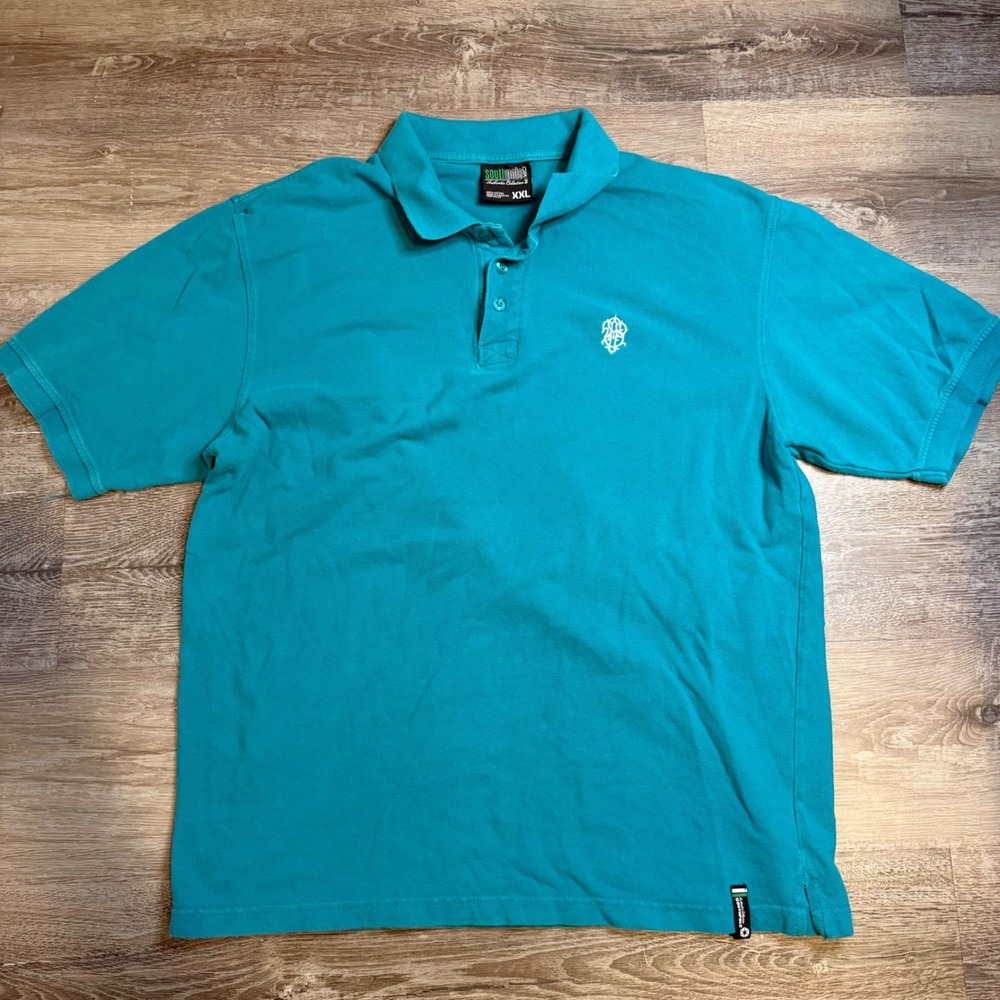 Y2K Southpole Mens XXL Turquoise Short Sleeve Cotton Pique Polo Shirt Streetwear